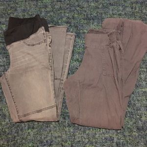 Bundle grey maternity jeans pants sz M Old Navy